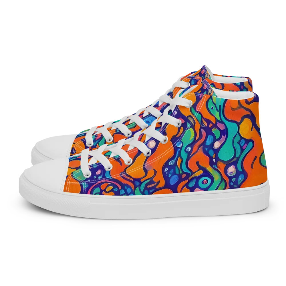 Chromatic Tidal Pool on Men's High Top Canvas Shoes — Left