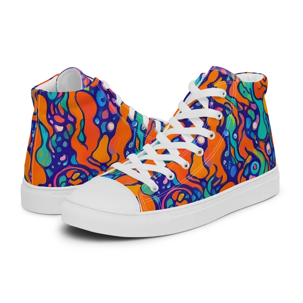 Chromatic Tidal Pool on Men's High Top Canvas Shoes — Left