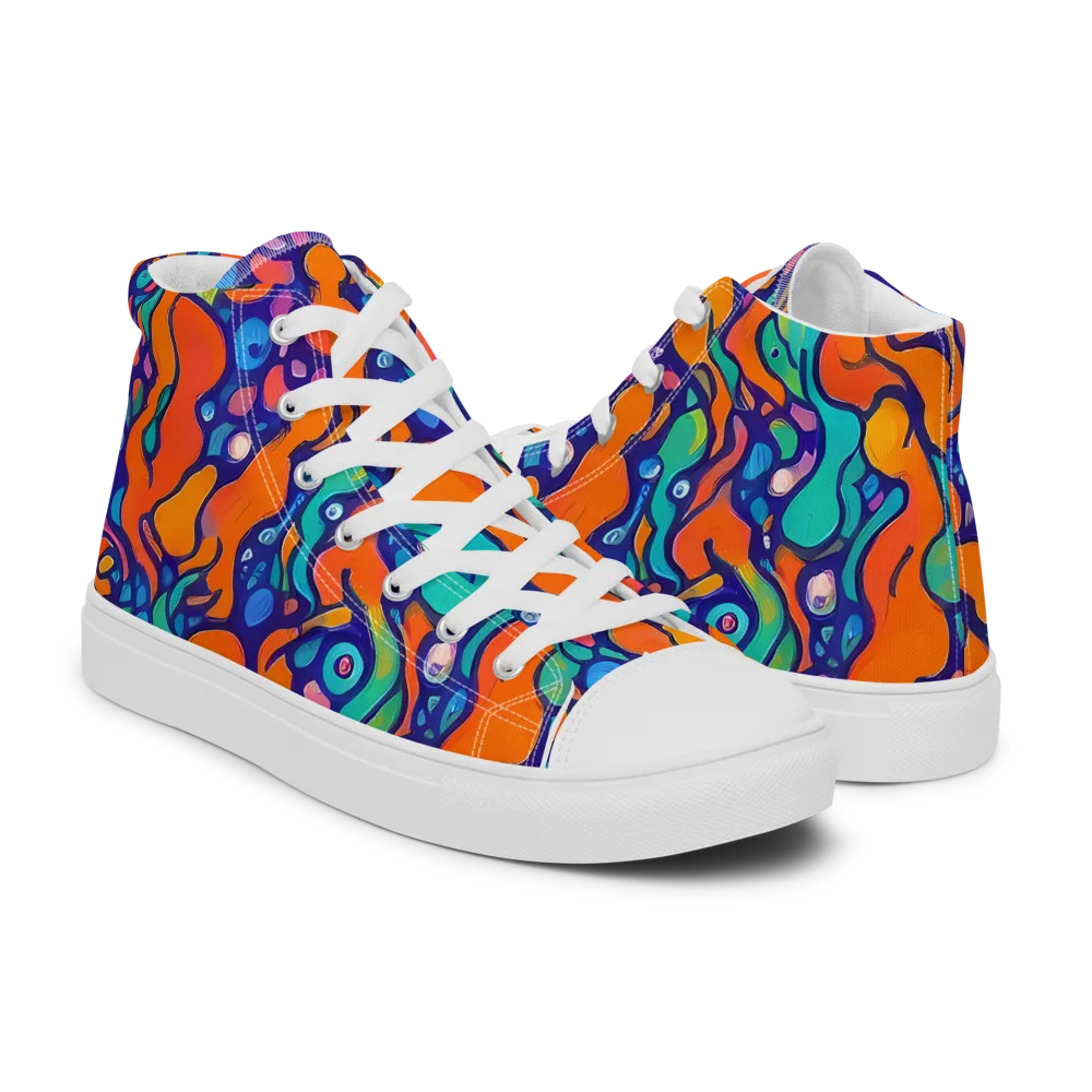 Chromatic Tidal Pool on Men's High Top Canvas Shoes — Right