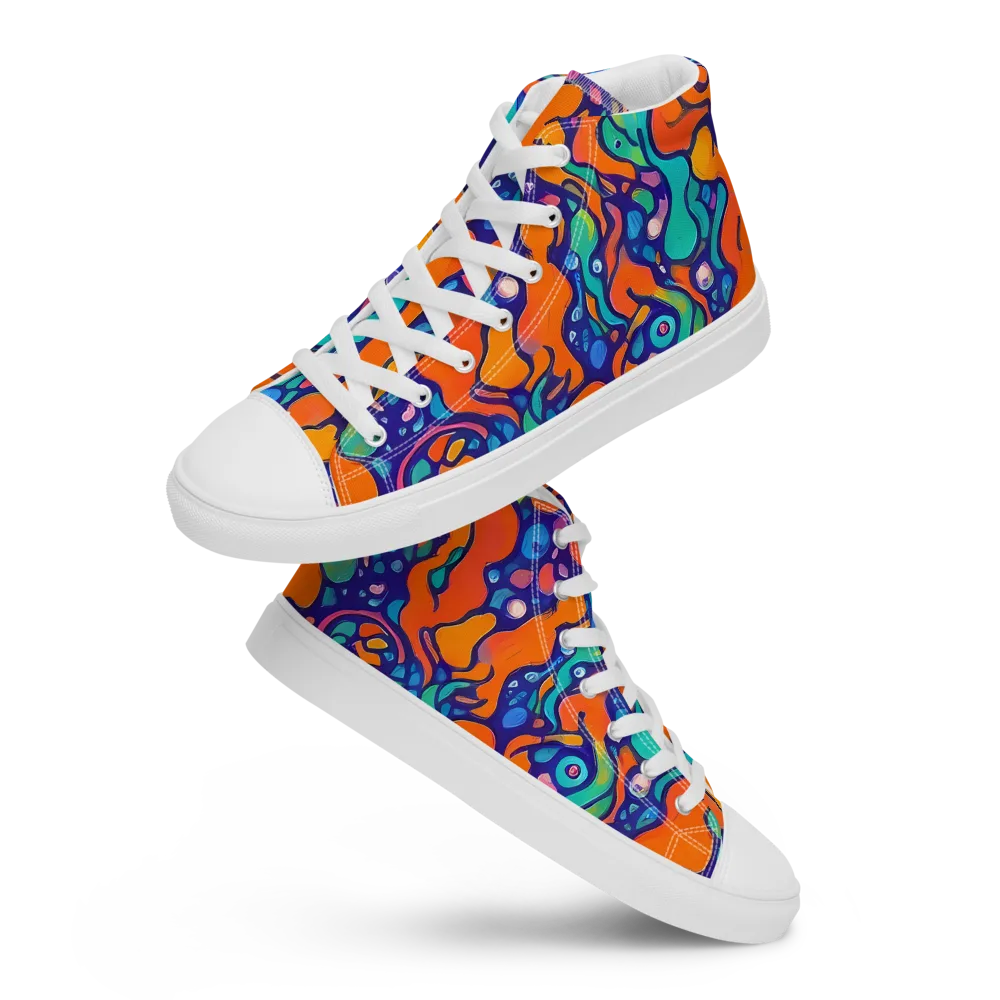 Chromatic Tidal Pool on Men's High Top Canvas Shoes — Front