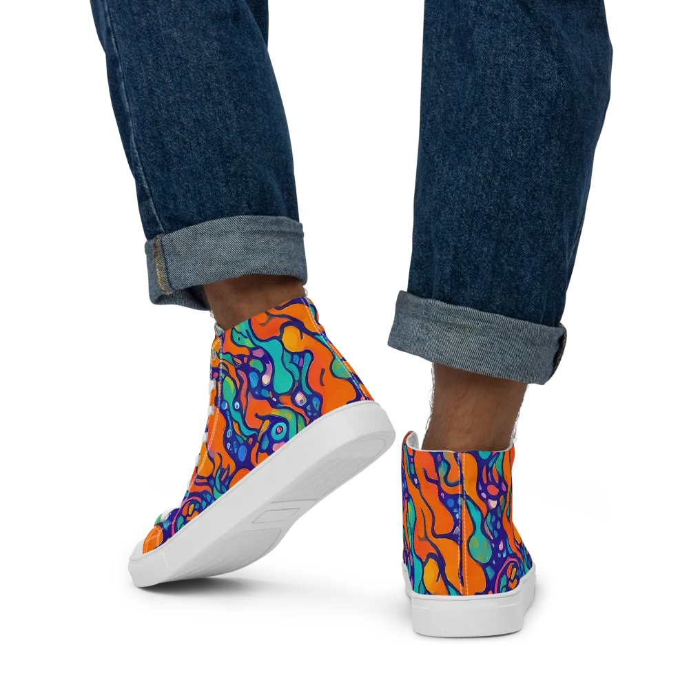 Chromatic Tidal Pool on Men's High Top Canvas Shoes — Back