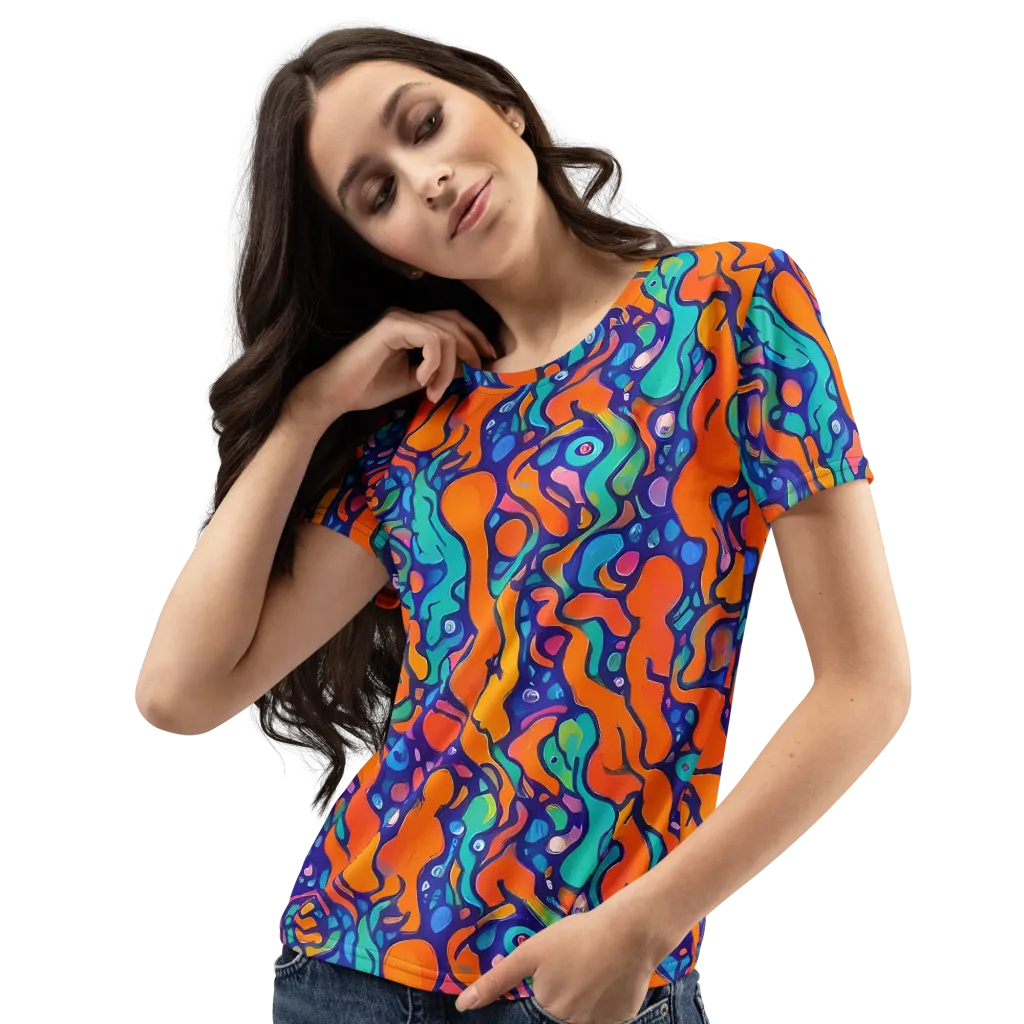 Chromatic Tidal Pool on Women's Crew Neck T-Shirt — Left Front