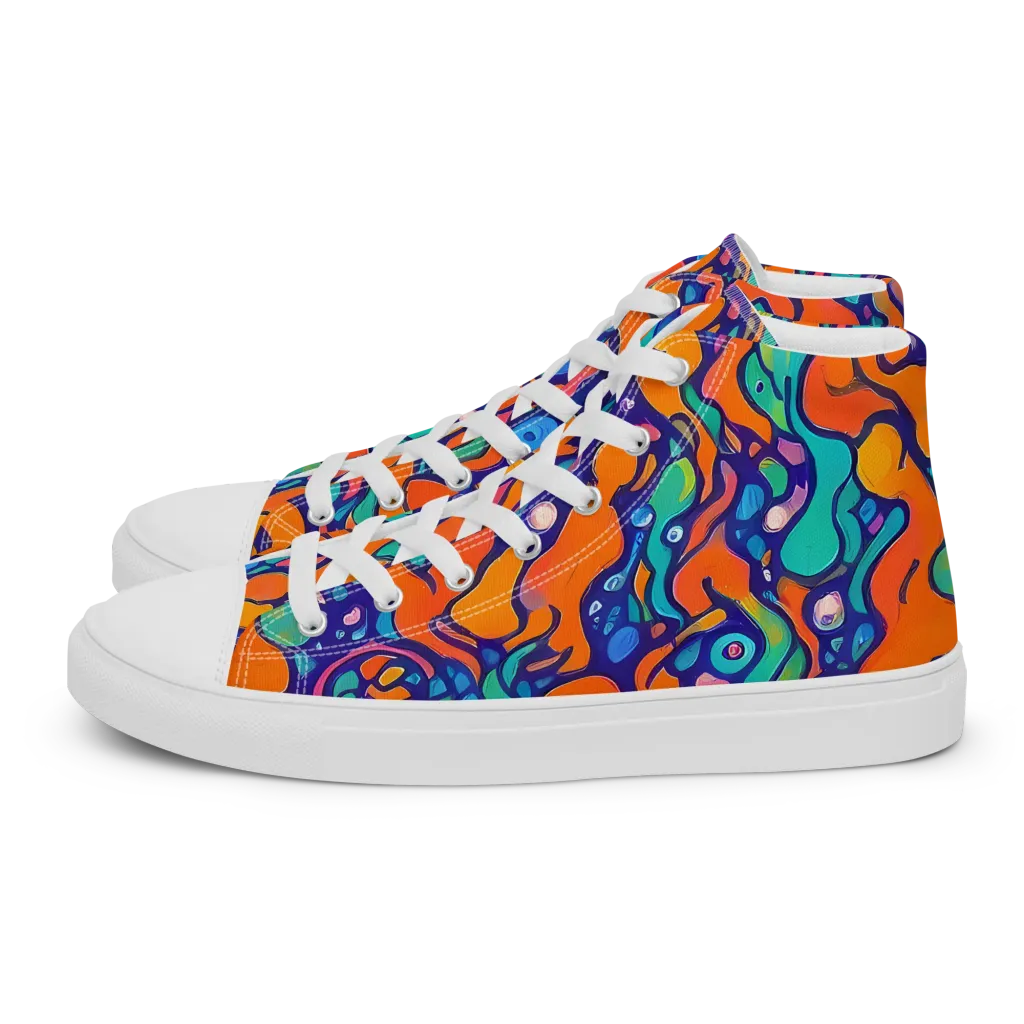 Chromatic Tidal Pool on Women's High Top Canvas Shoes — Left