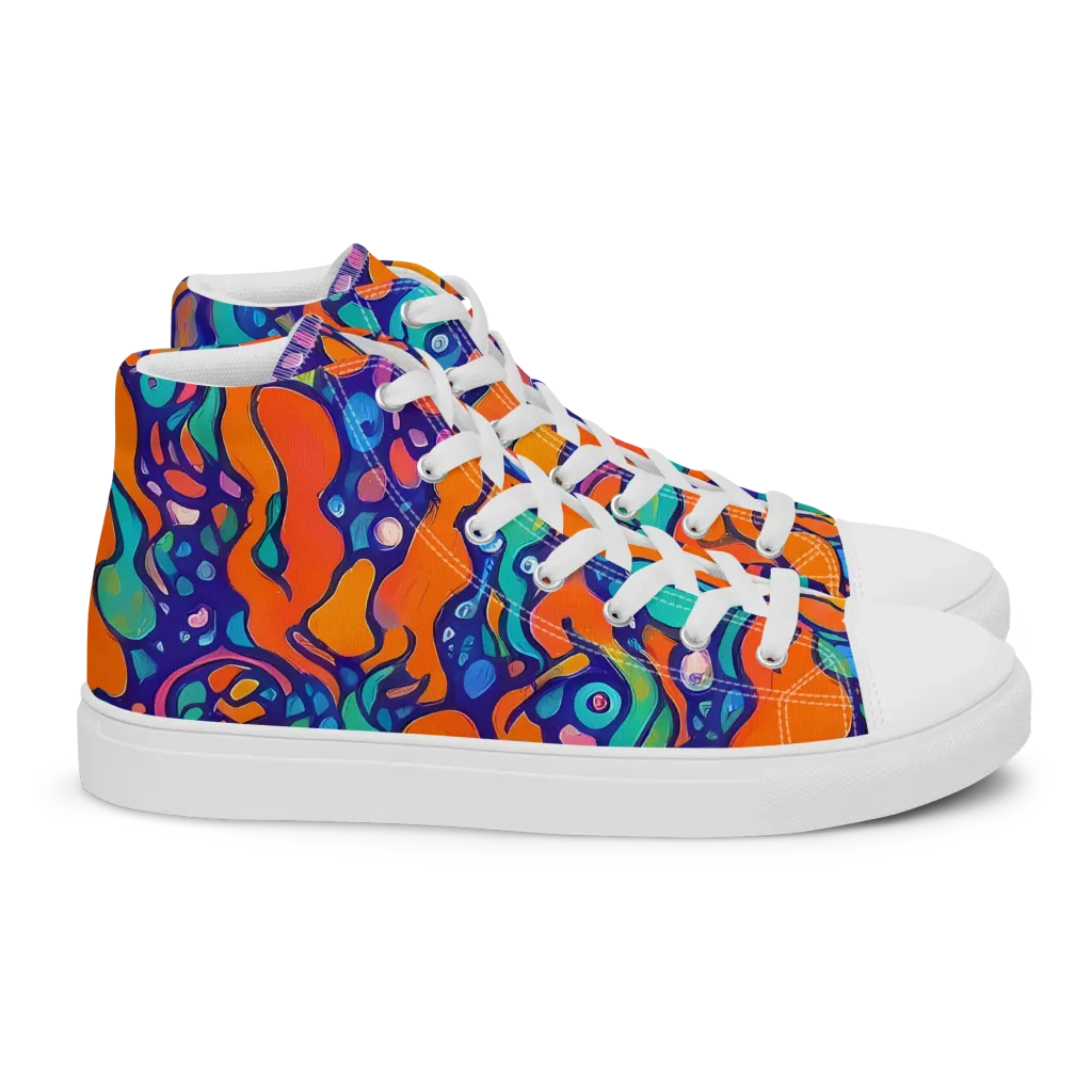 Chromatic Tidal Pool on Women's High Top Canvas Shoes — Right
