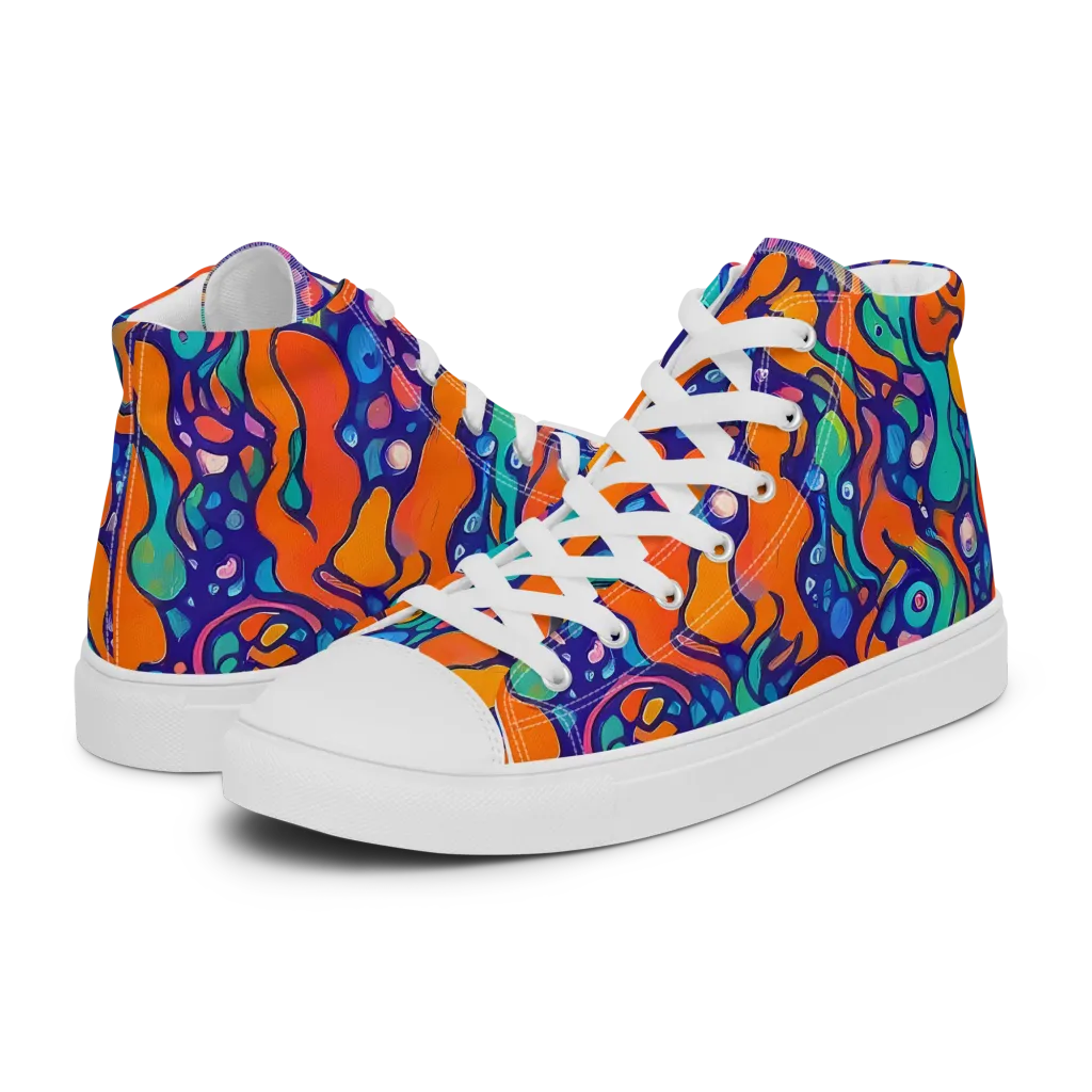 Chromatic Tidal Pool on Women's High Top Canvas Shoes — Left