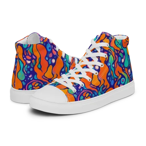 Chromatic Tidal Pool on a Women's High Top Canvas Shoes