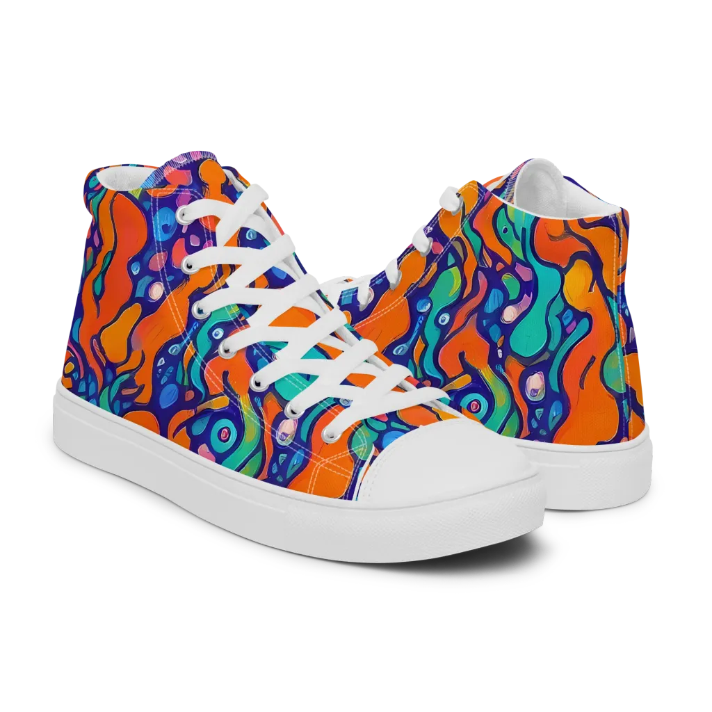 Chromatic Tidal Pool on Women's High Top Canvas Shoes — Right