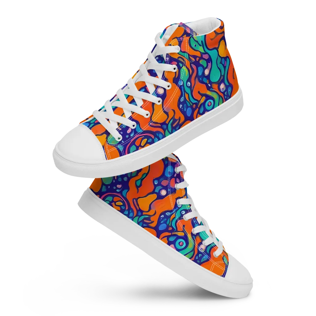 Chromatic Tidal Pool on Women's High Top Canvas Shoes — Front