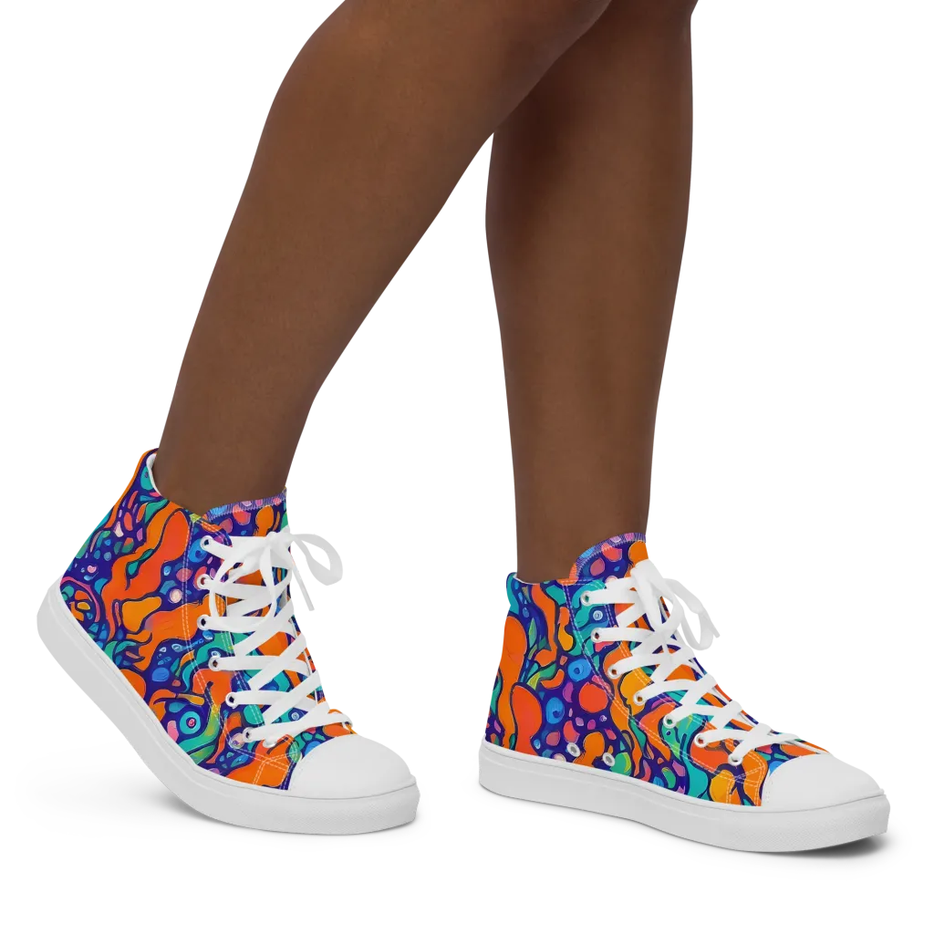 Chromatic Tidal Pool on Women's High Top Canvas Shoes — Right