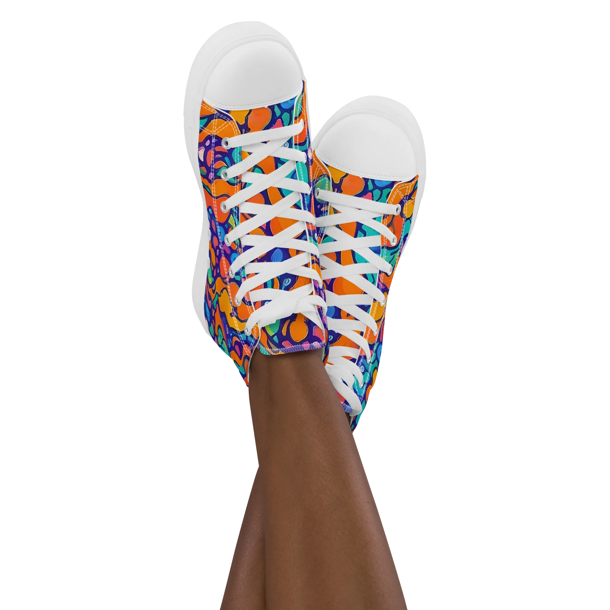 Chromatic Tidal Pool on Women's High Top Canvas Shoes — Front