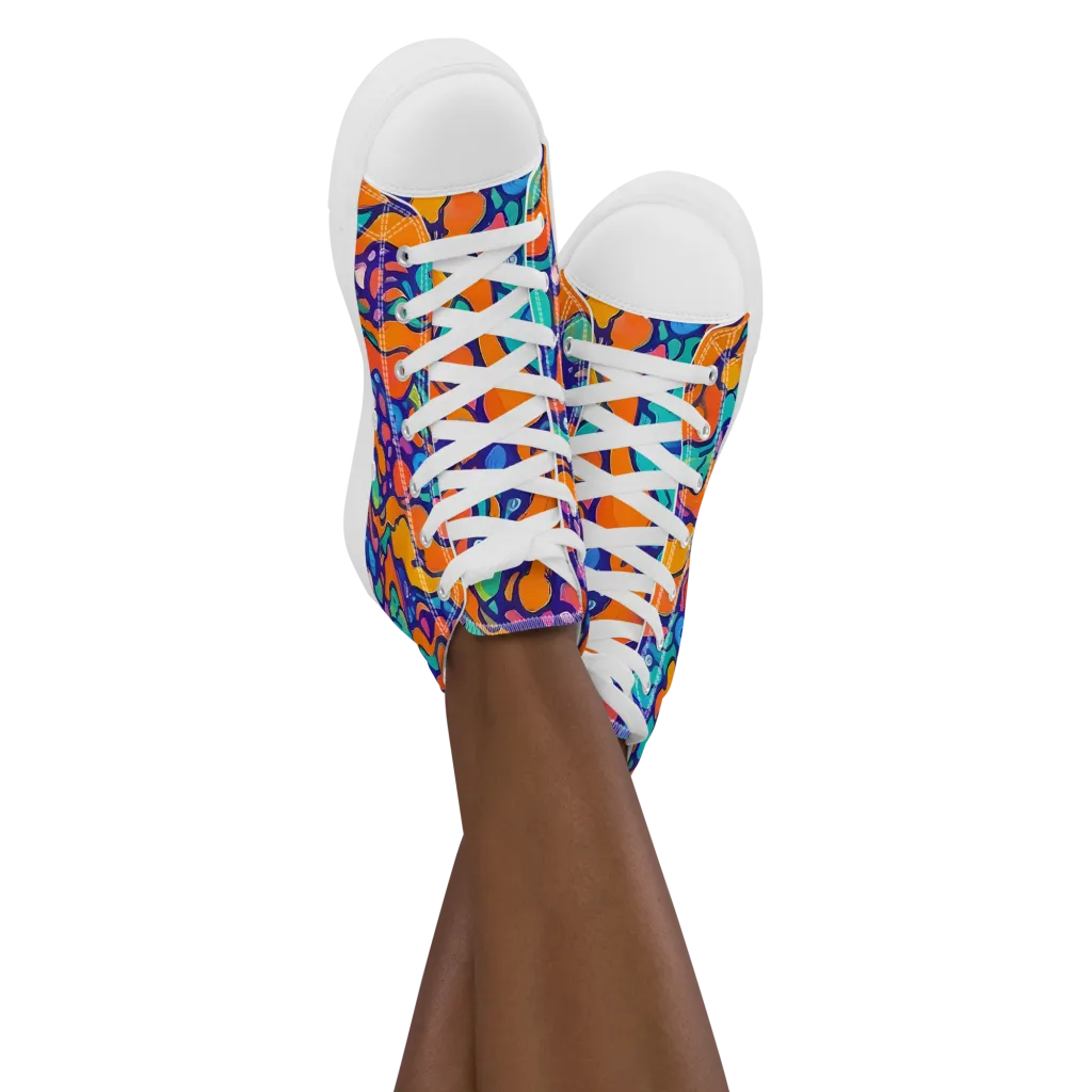 Chromatic Tidal Pool on Women's High Top Canvas Shoes — Front