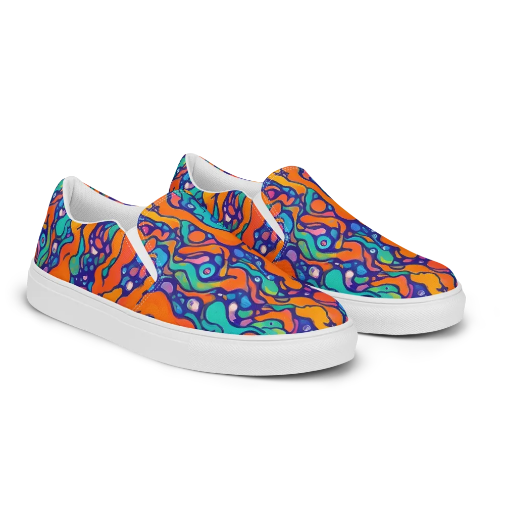 Chromatic Tidal Pool on Men's Slip-On Canvas Shoes — Right Front