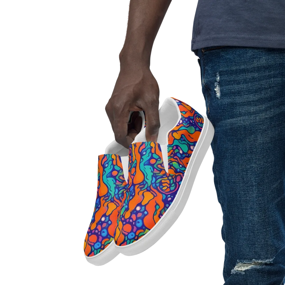 Chromatic Tidal Pool on Men's Slip-On Canvas Shoes — Left Front
