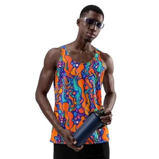 Chromatic Tidal Pool on a Men's Tank Top