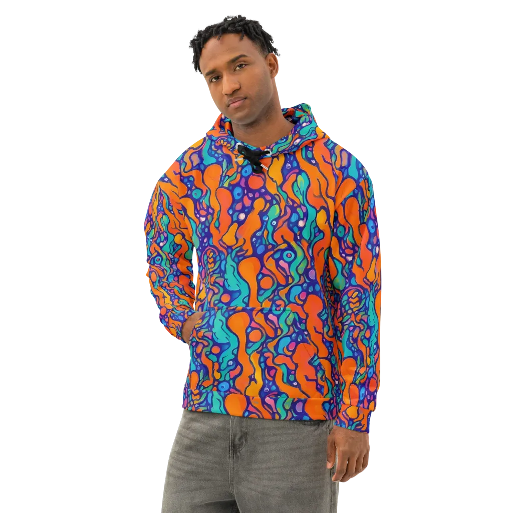 Chromatic Tidal Pool on Cotton Hoodie — Left Front