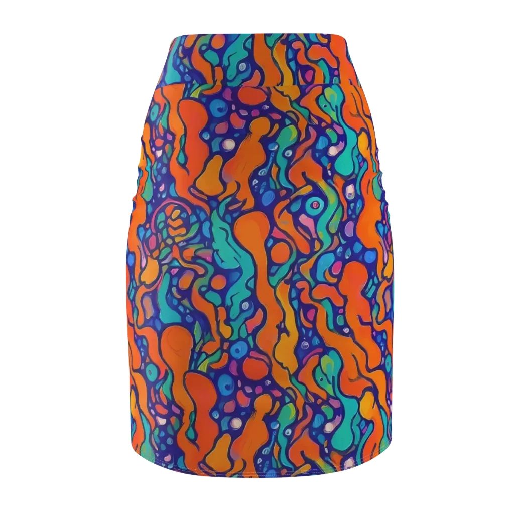 Chromatic Tidal Pool on Pencil Skirt — Back