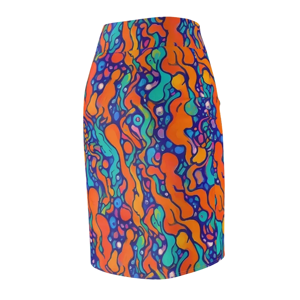Chromatic Tidal Pool on Pencil Skirt — Back Side
