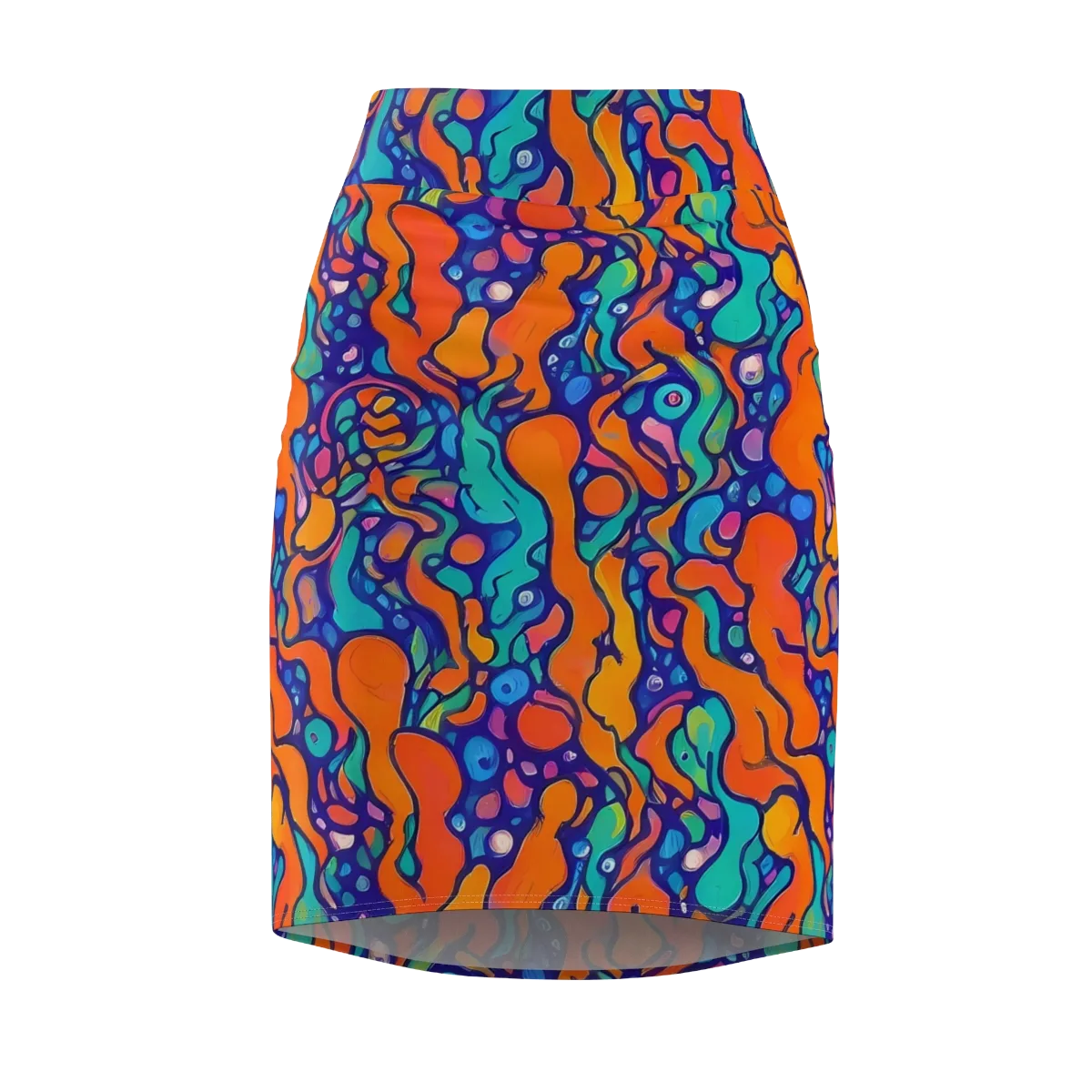 Chromatic Tidal Pool on Pencil Skirt — Front
