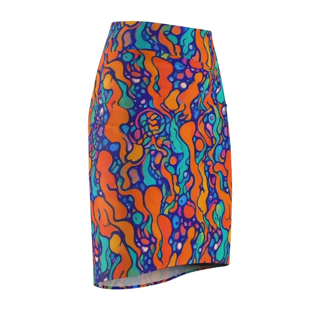 Chromatic Tidal Pool on Pencil Skirt — Front Side