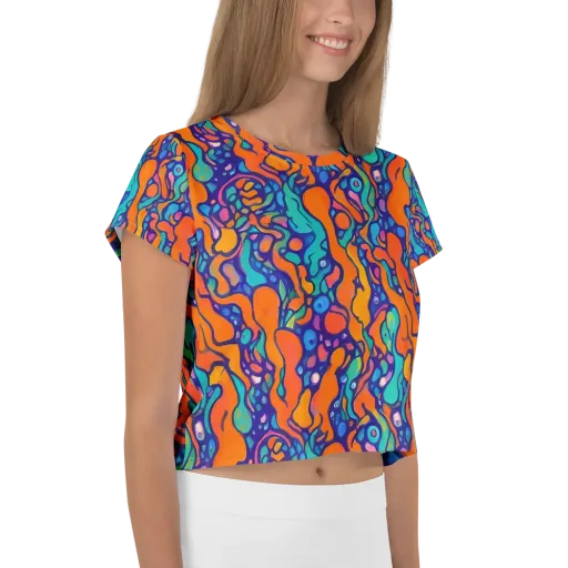 Chromatic Tidal Pool on a Crop Tee