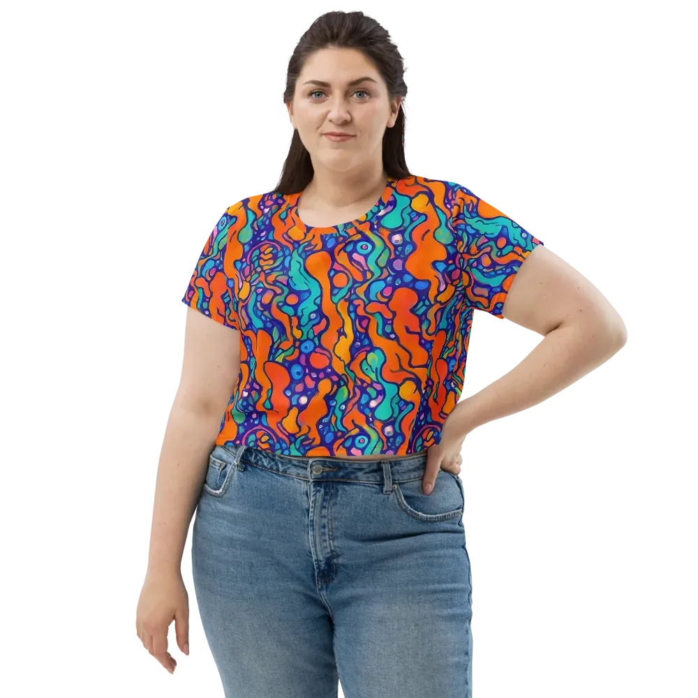 Chromatic Tidal Pool on Crop Tee — Front