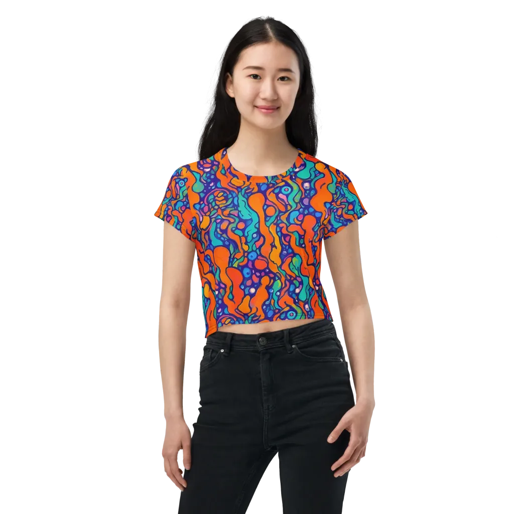 Chromatic Tidal Pool on Crop Tee — Front