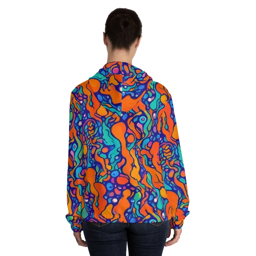 Chromatic Tidal Pool on Women's Full-Zip Hoodie — Back On Person
