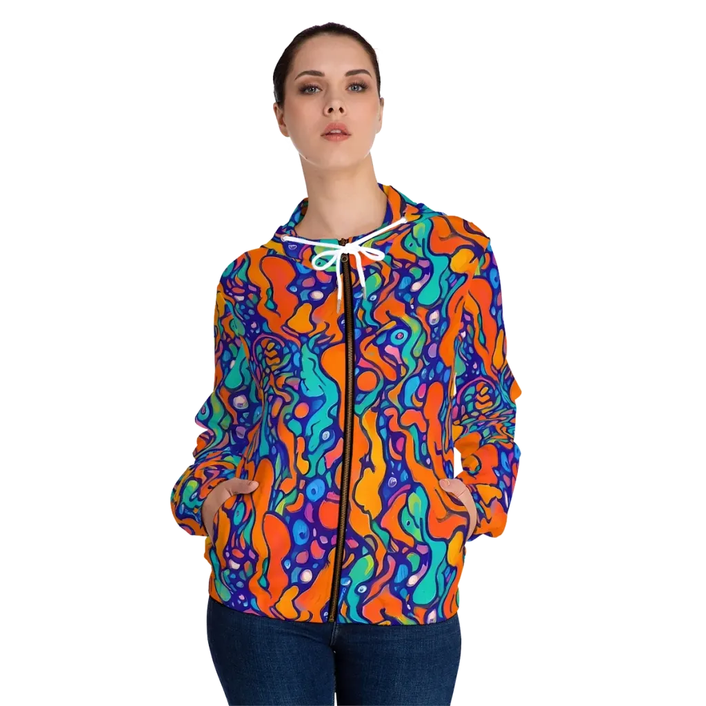 Chromatic Tidal Pool on Women's Full-Zip Hoodie — Front On Person