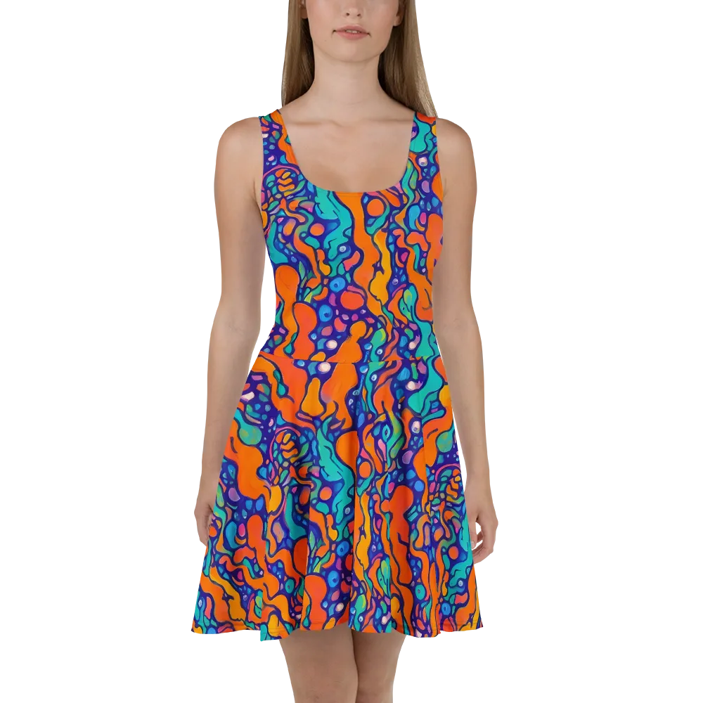 Chromatic Tidal Pool on Skater Dress — Front