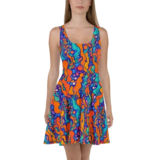 Chromatic Tidal Pool on a Skater Dress