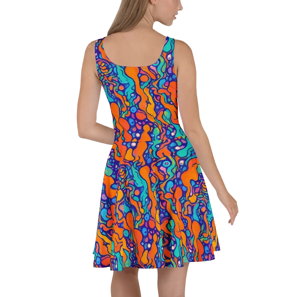 Chromatic Tidal Pool on Skater Dress — Back