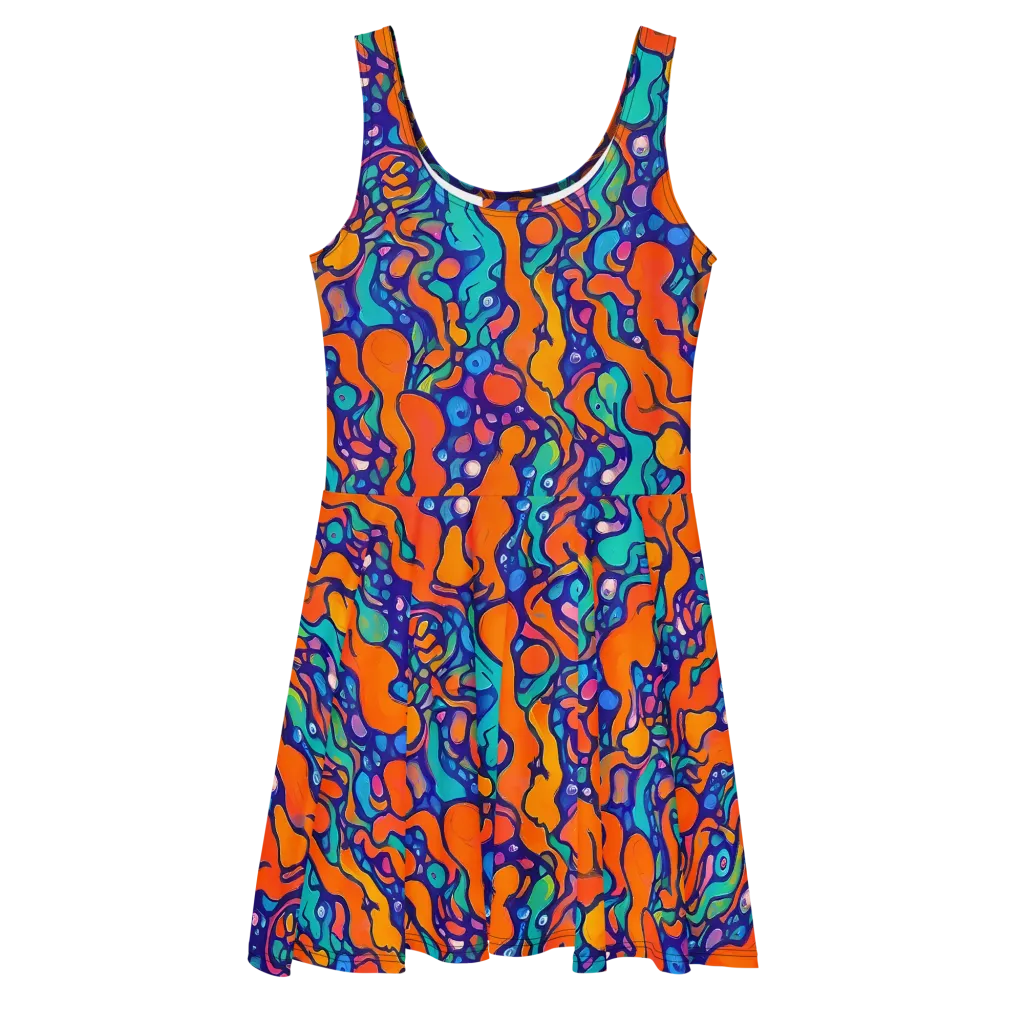 Chromatic Tidal Pool on Skater Dress — Front