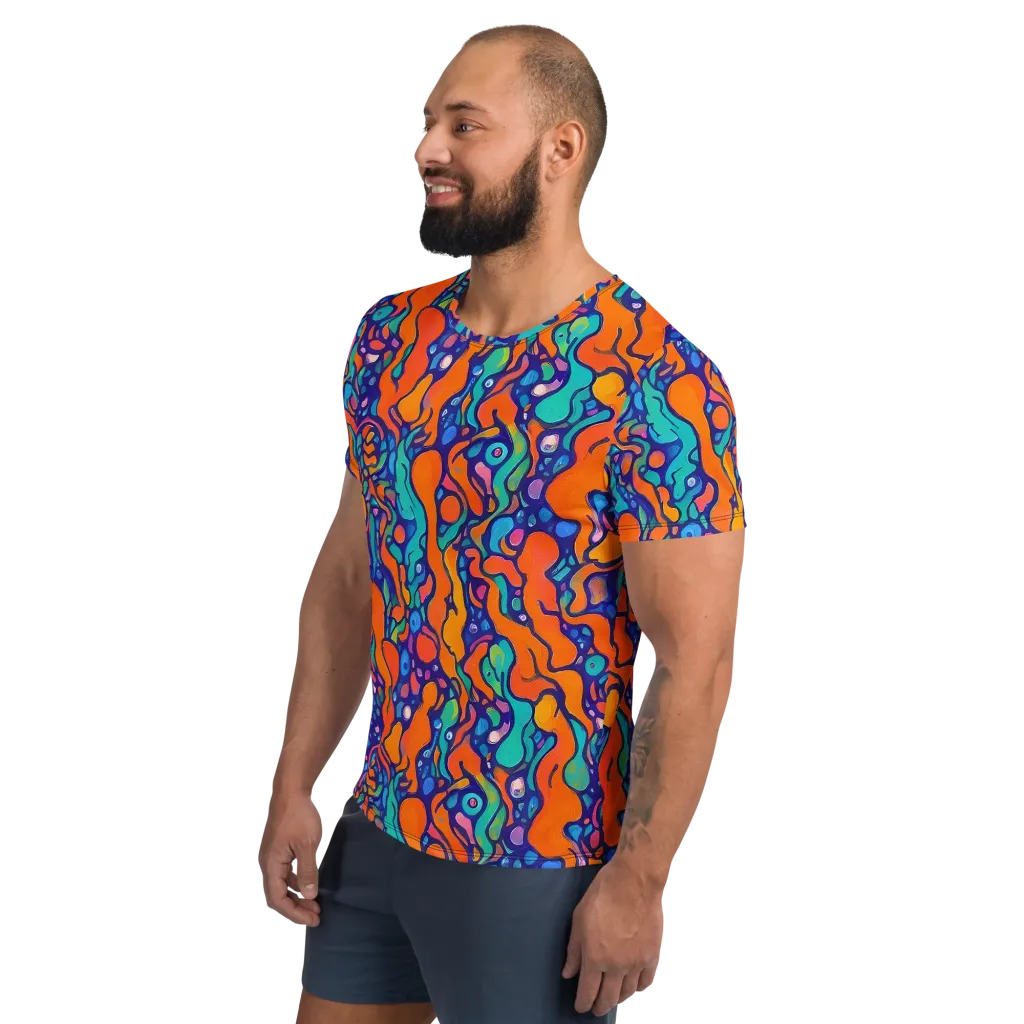 Chromatic Tidal Pool on Men's Athletic T-Shirt — Left