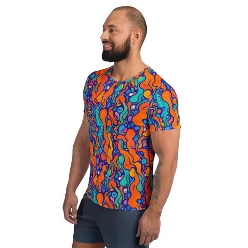 Chromatic Tidal Pool on a Men's Athletic T-Shirt