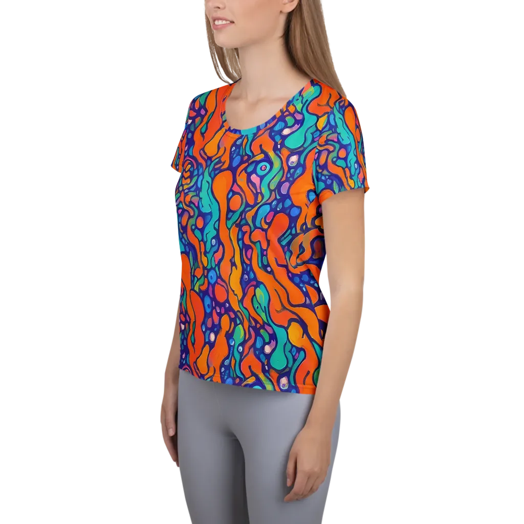 Chromatic Tidal Pool on Women's Athletic T-Shirt — Left