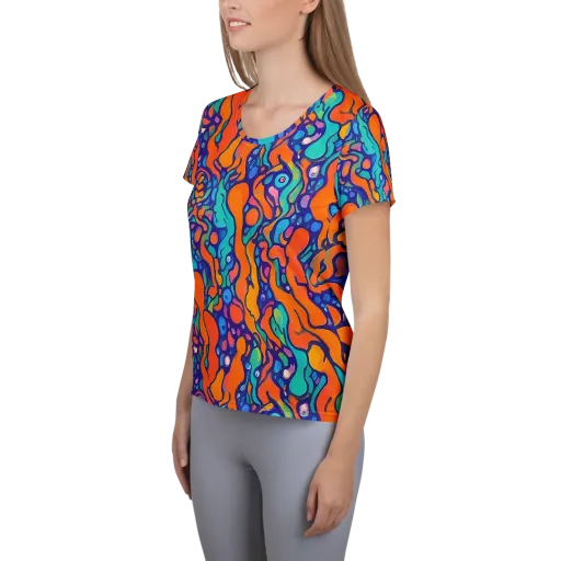 Chromatic Tidal Pool on a Women's Athletic T-Shirt