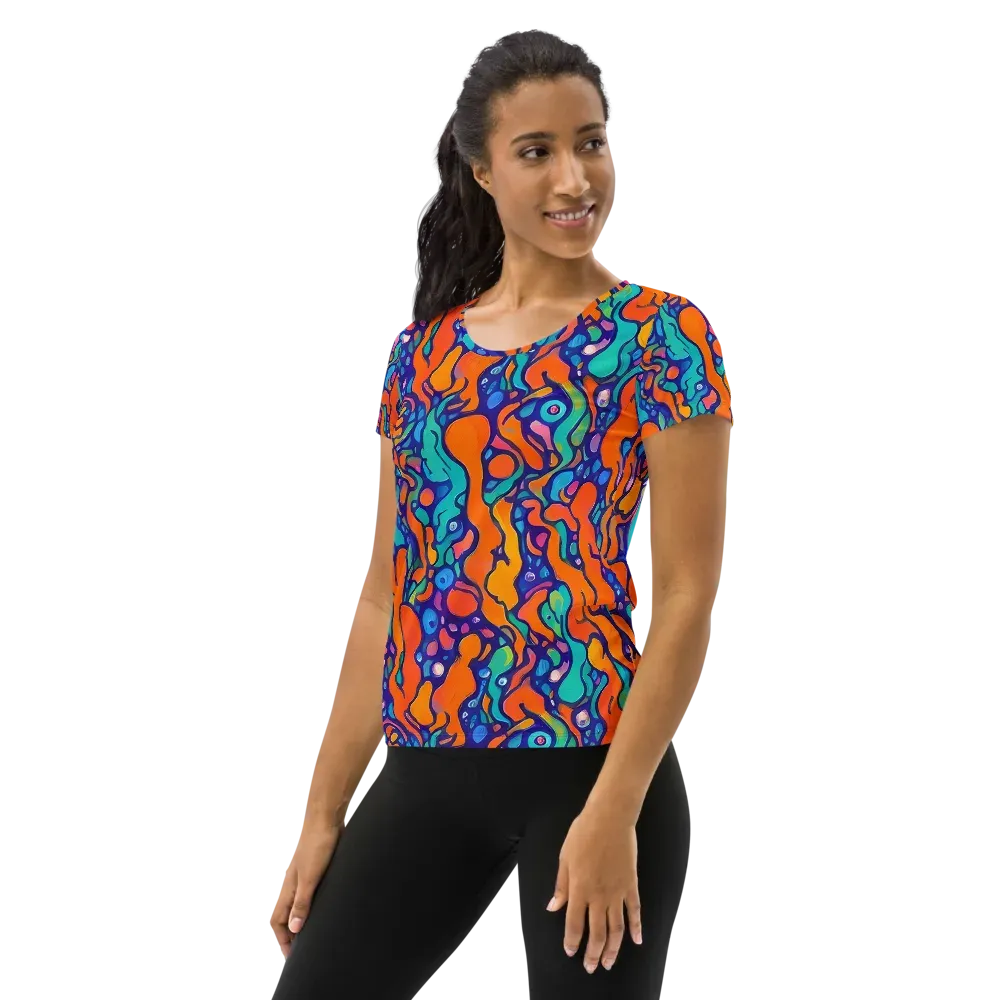 Chromatic Tidal Pool on Women's Athletic T-Shirt — Left