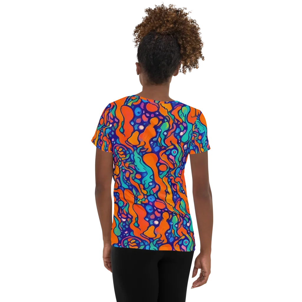 Chromatic Tidal Pool on Women's Athletic T-Shirt — Back