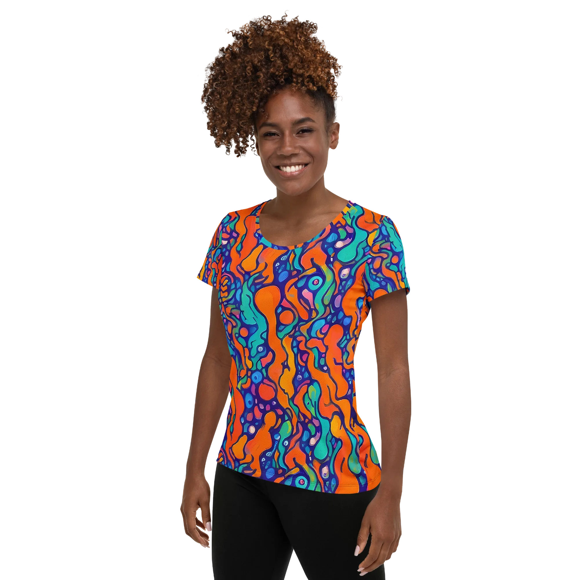 Chromatic Tidal Pool on Women's Athletic T-Shirt — Left