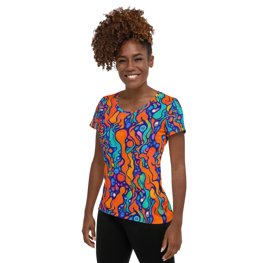 Chromatic Tidal Pool on Women's Athletic T-Shirt — Left
