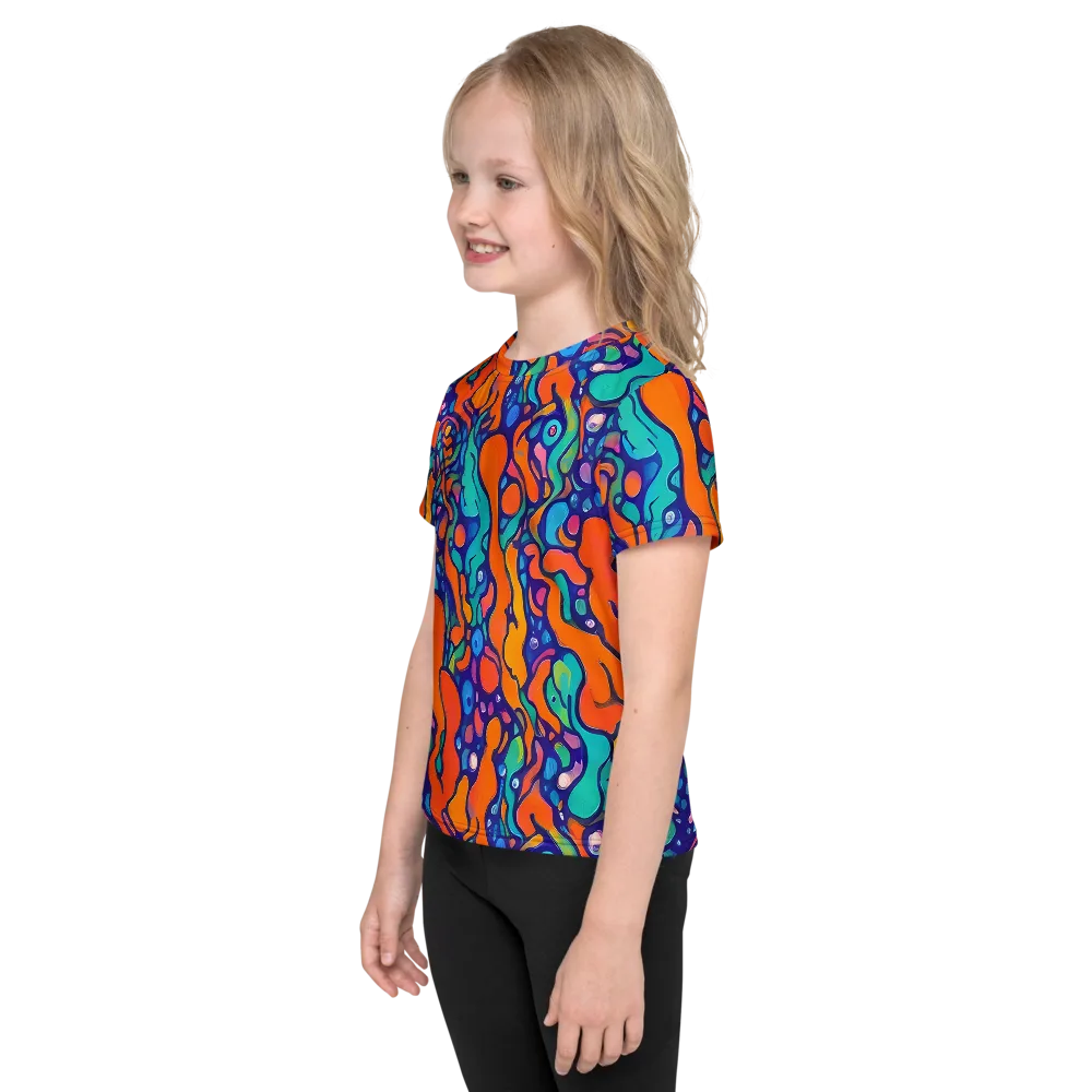 Chromatic Tidal Pool on Kids Crew Neck T-Shirt — Left