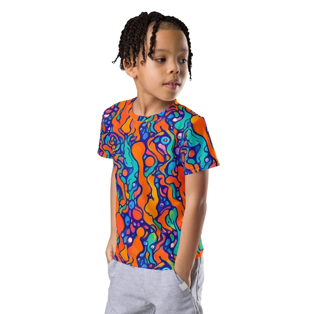 Chromatic Tidal Pool on Kids Crew Neck T-Shirt — Left Front