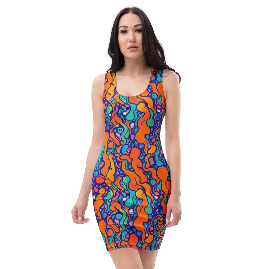 Chromatic Tidal Pool on Bodycon Dress — Front