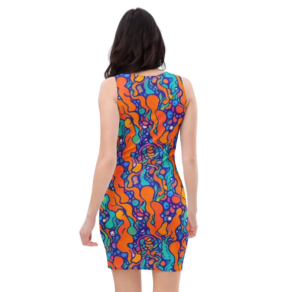 Chromatic Tidal Pool on Bodycon Dress — Back