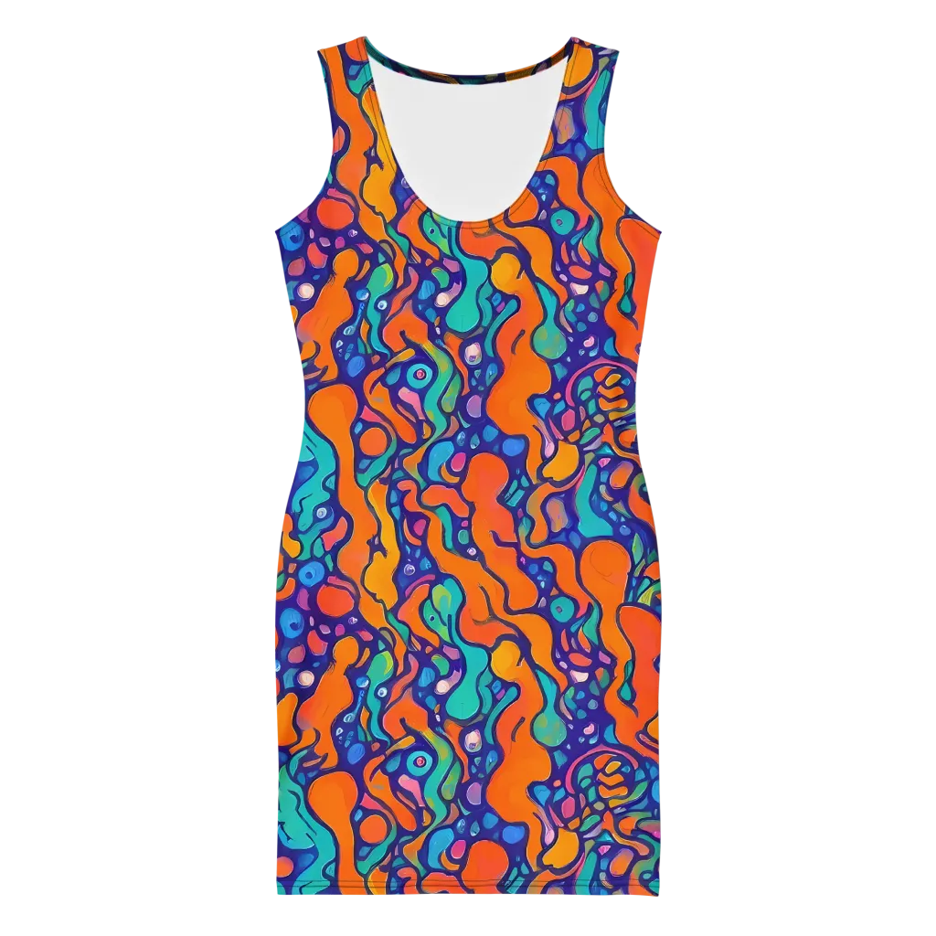 Chromatic Tidal Pool on Bodycon Dress — Front