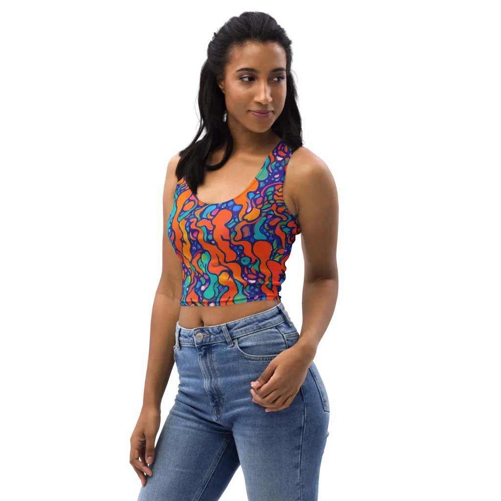 Chromatic Tidal Pool on Crop Top — Left Front
