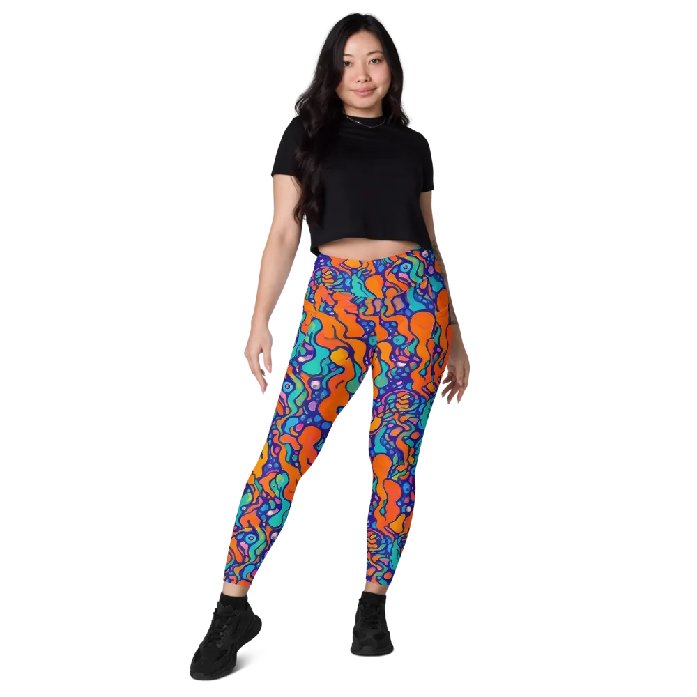 Chromatic Tidal Pool on Leggings with Pockets — Front