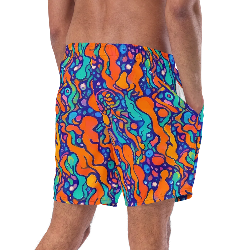 Chromatic Tidal Pool on Swim Trunks — Right Back