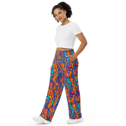 Chromatic Tidal Pool on a Wide-Leg Pants