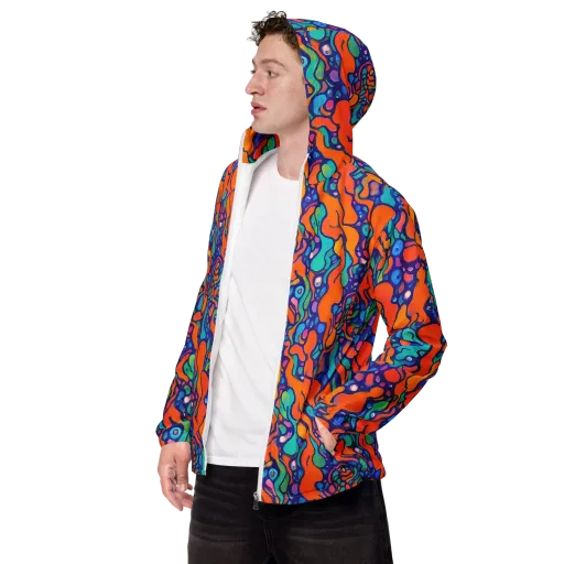 Chromatic Tidal Pool on a Men's Windbreaker